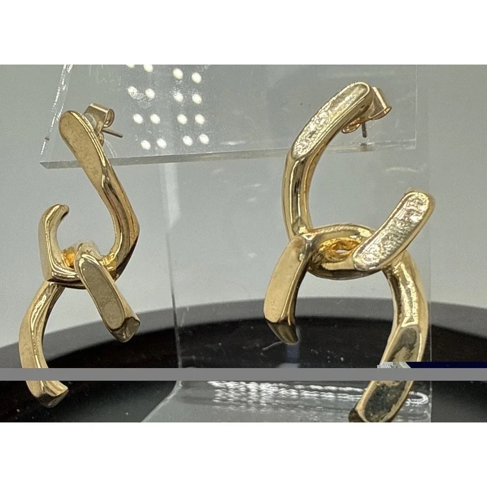 Gorgeous Open Heart Gold Over Sterling Post Earrings 3/4 